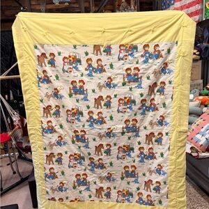Vintage 1982 Raggedy Ann and Andy Hand Sewn Quilt Western Design